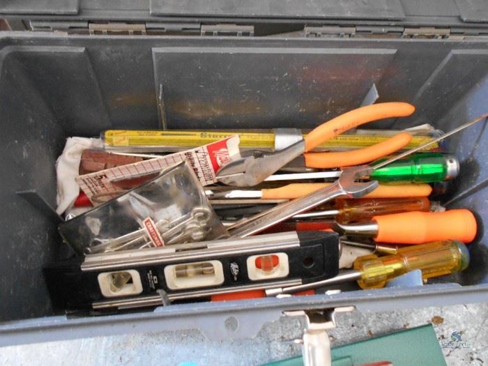 Plastic Tool Box with Assorted Tools