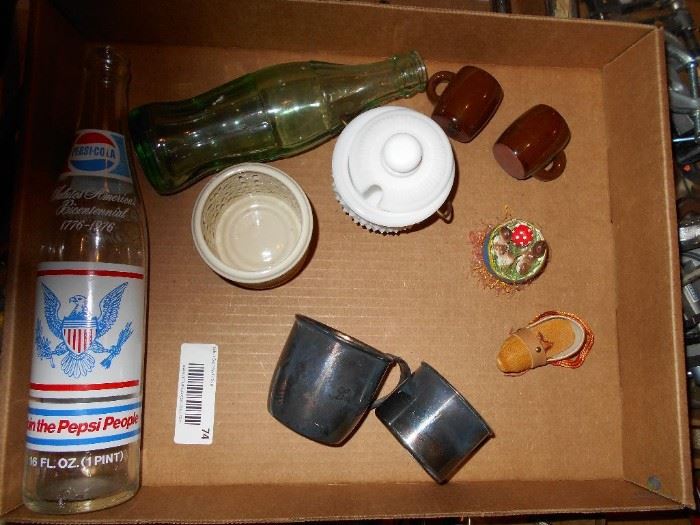 Bottles and other assorted items