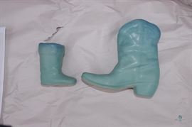 Van Briggle Cowboy Boots Ming Blue Glaze