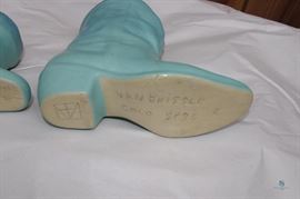 Van Briggle Cowboy Boots Ming Blue Glaze