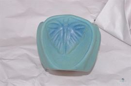 Van Briggle Ming Blue Glaze  Butterfly Bowl and Lotus Flower