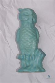 Van Briggle signed Owl 14" tall- Ming Blue Glaze