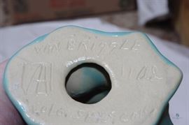 Van Briggle signed Owl 14" tall- Ming Blue Glaze