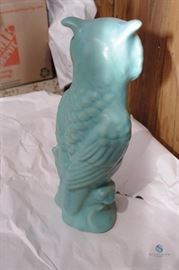 Van Briggle signed Owl 14" tall- Ming Blue Glaze