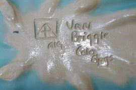 Van Briggle Signed Leaf Bowl circa 1980's Ming Blue 