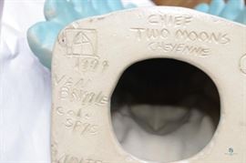 Van Briggle pottery "Chief of Two Moons of the Cheyenne" signed by Craig Allen Stevenson limited Edition No 32, Great American Indian Series dated 1979 includes certificate of authenticity