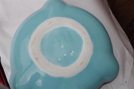Glazed Pottery- Ming Blue Basket and Ashtray numbered 411 & 263