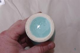 Glazed Pottery- Ming Blue Basket and Ashtray numbered 411 & 263