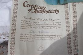 Van Briggle pottery "Chief of Two Moons of the Cheyenne" signed by Craig Allen Stevenson limited Edition No 32, Great American Indian Series dated 1979 includes certificate of authenticity