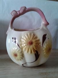 Vintage pottery flower basket