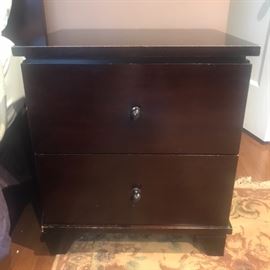 Two espresso stained nightstands