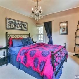 Chandelier and bedding (full/queen size) bed