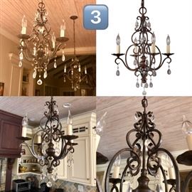 4 light chandelier (2 available). Perfect for over the counter in the kitchen.