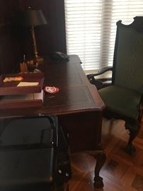 Leather top desk and chair