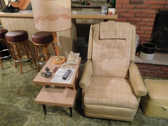 recliner  and  vintage  lamp  table