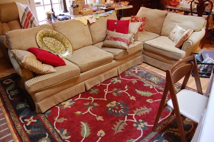 Oriental Rug, couch and loveseat