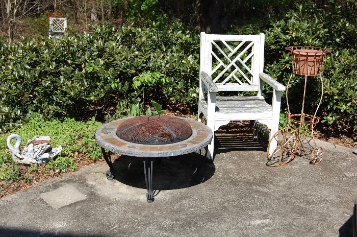 fire pit, outdoor chairs