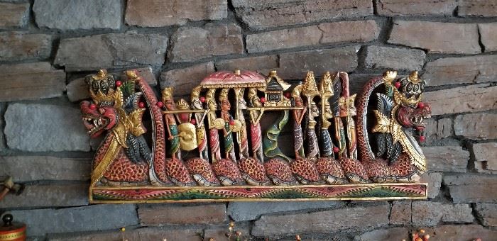 Thai Dragon Boat Wall Carving