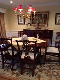 Gorgeous dining room set with inlaid table & sideboard 