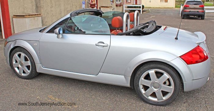  SUMMERS COMING — TIME DROP THE TOP

with This South Beach Miami 2001 Audi TT Quattro Roadster

6 Speed Convertible with Baseball Glove Leather Interior,

2 Brand New Tires, AM/FM 6 Disk CD Player, Power Windows, Power Locks,

and Power Top, Odometer Reads 107 Miles,

Comes with Clean Carfax and all Service Records From Dealer
Located Inside – Auction Estimate $4000-$8000 