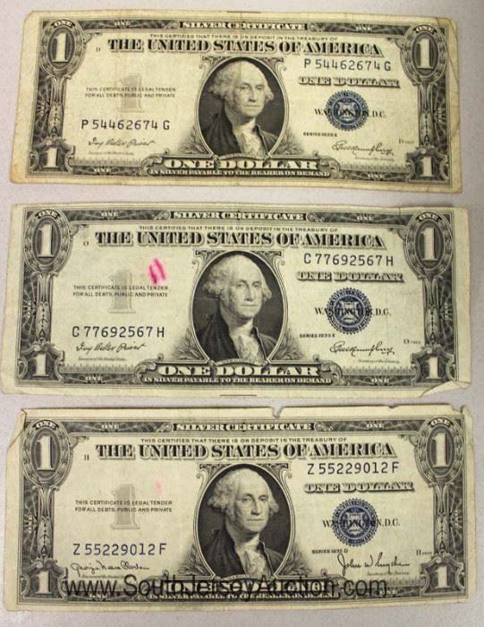 - RARE –
(3) 1935 Silver Certificate $1.00 Bills without In God We Trust
Located Inside - Auction Estimate $50-$10 each
