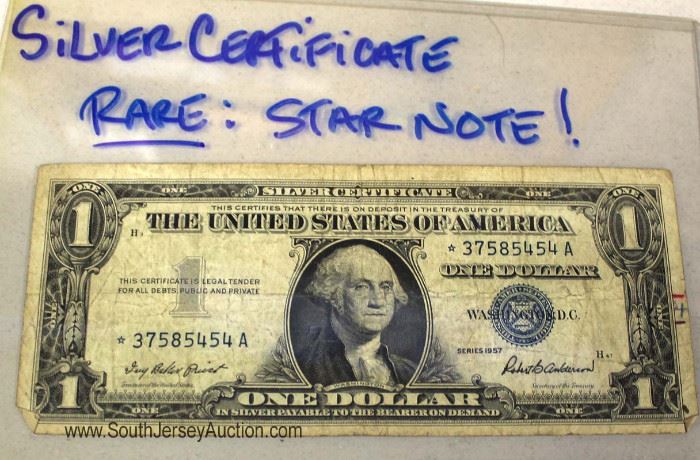 - RARE –
Star Note Silver Certificate $1.00 Bill
Located Inside - Auction Estimate $10-$20
