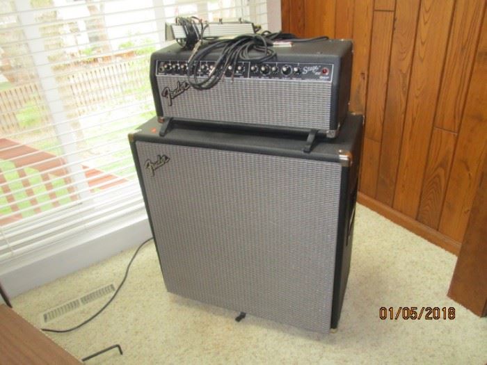 Fender 4 speaker cabinet and Fender Amp and channel selector