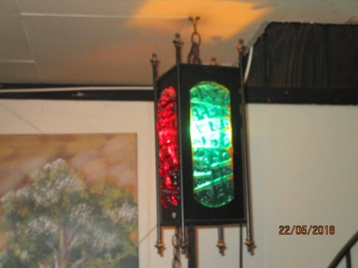 metal and glass hanging lamp