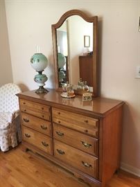 Vintage maple dresser with mirror.