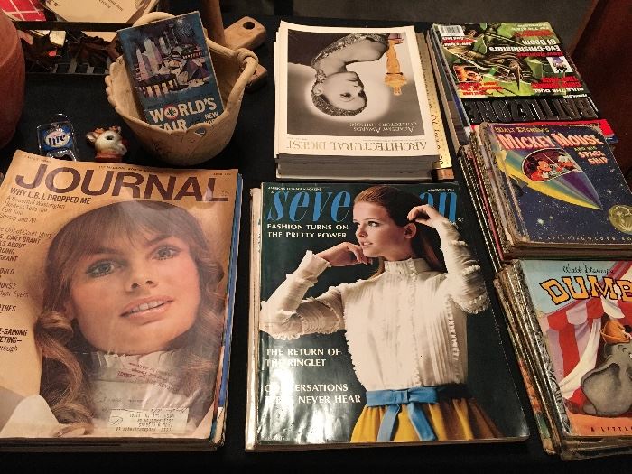 Vintage 1960s and 1970s magazines.