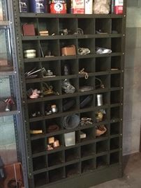 Vintage metal cubby shelf.
