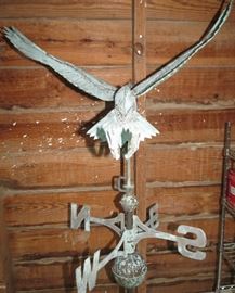Incredible Antique Copper Stork Weathervane The original Patina is Fantastic. Measures 48" Tall and 27" from Wingtip to Wingtip and 27" from beak to claws. One of the most Incredible Weathervanes we have ever seen.