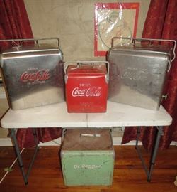 Sweet Antique Very Rare Stainless Steel Coca Cola Coolers, & Dr Pepper Cooler