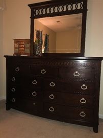 Dark Wood, Chest of Drawers with Mirror