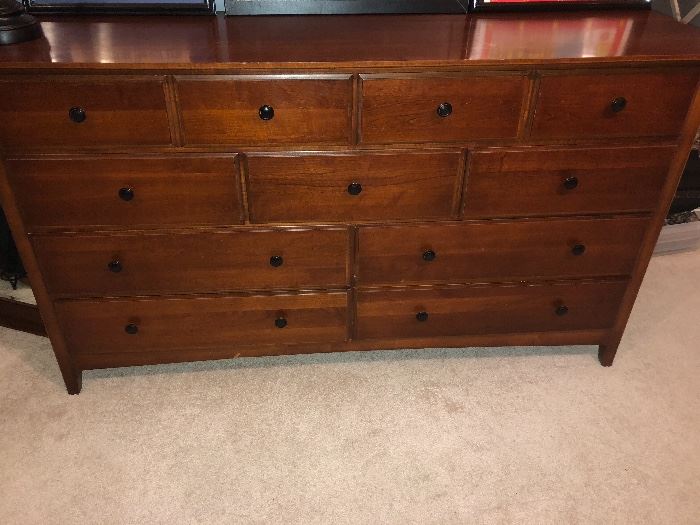 Red Wood Chest of Drawers with Mirror