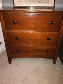 Red Wood Bedside Chest of Drawers