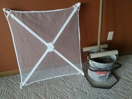vintage mop and bucket, and drying rack