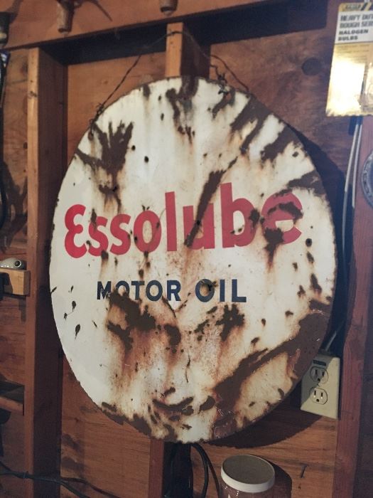 Essolube Motor Oil Vintage Large Metal Sign