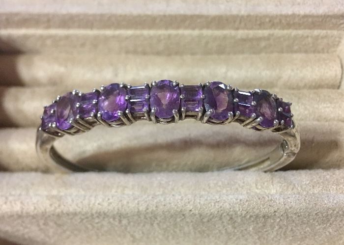 925 Swing Arm Bracelet with Purple Stones