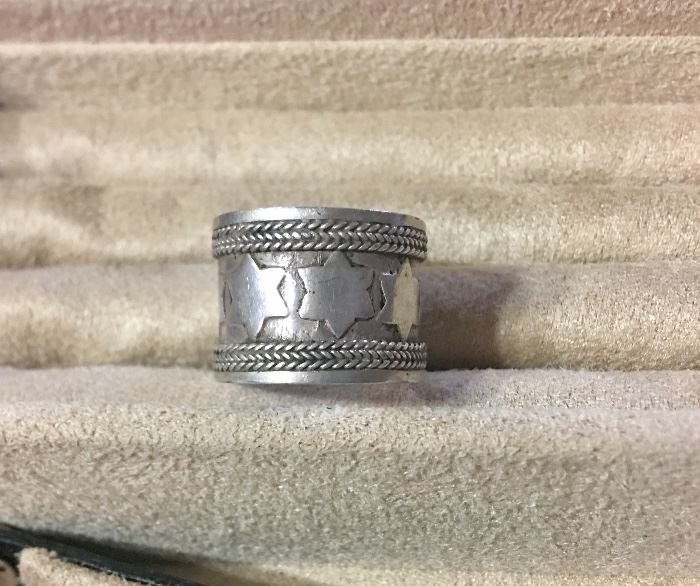 Wide Star Band Ring, Size 9.5, 925 