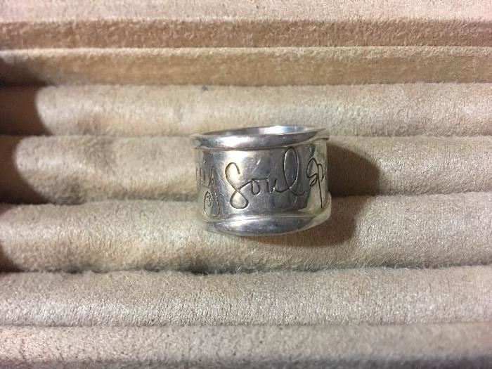This is an amazing, artist signed ring.  925, 21.2 grams.
Says, "Hear my soul speak"
