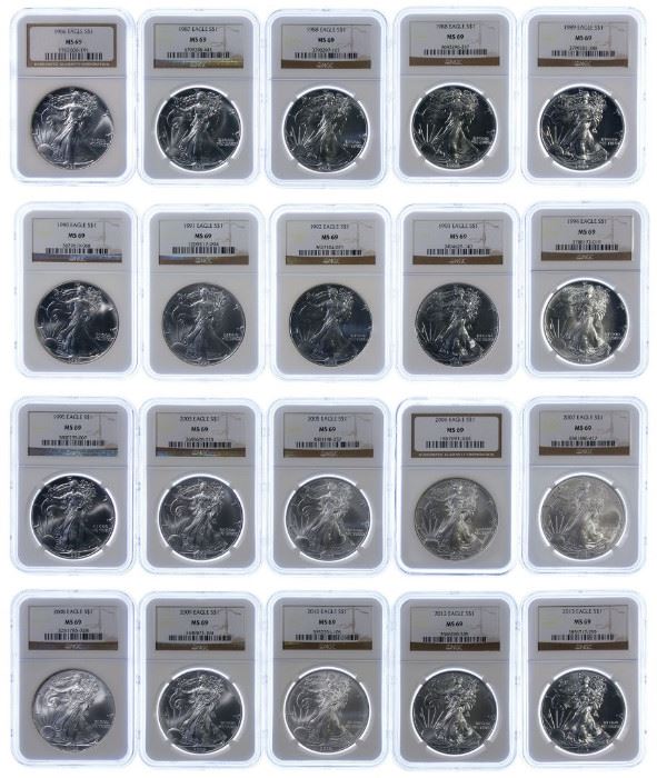 1 Silver Eagle Assortment MS 69 NGC