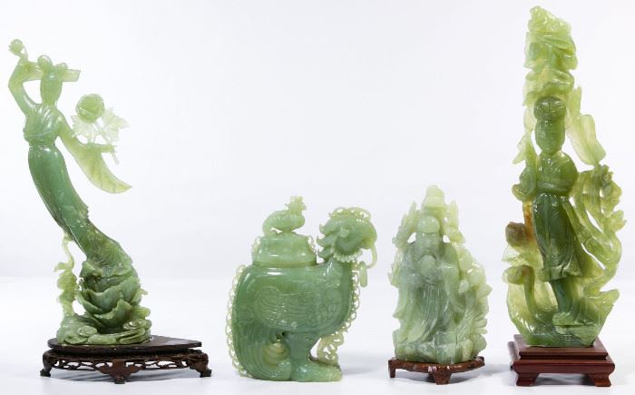 Asian Carved Jadeite Jade Figurine Assortment