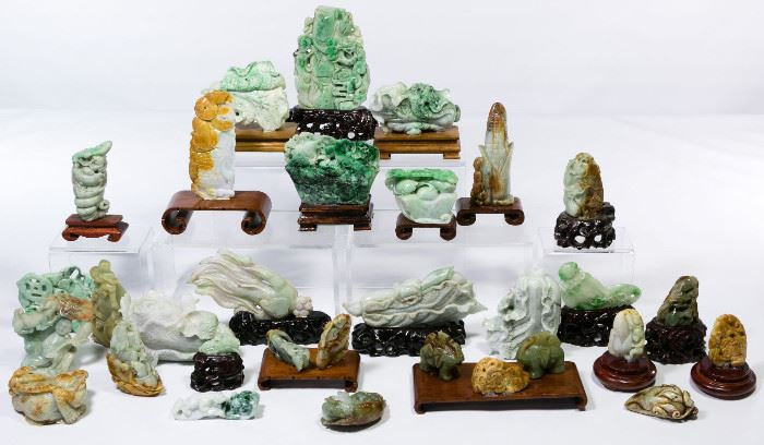 Asian Carved Jadeite Jade Animal Assortment