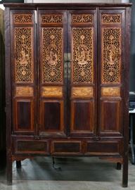 Asian Painted Wood Cabinet