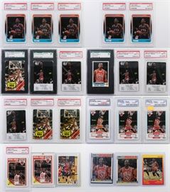 Michael Jordan and Dennis Rodman PSA Graded Trading Card Assortment