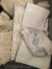 Embroidered Linens, lace, etc 