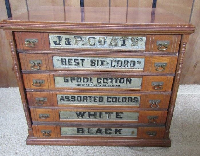 J.P. Coats Vintage 6-Drawer Spool Cabinet