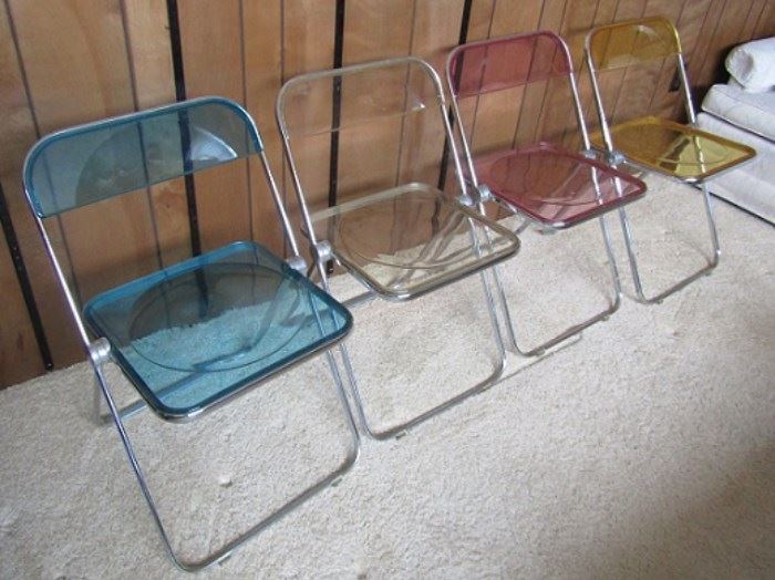 Retro 1970 Chrome & Acrylic Folding Chairs. Awesome!
