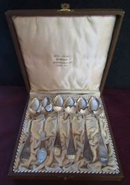 Scandinavian Sterling Silver 830 set of #6 signed With. Sager, Norway Teaspoons.